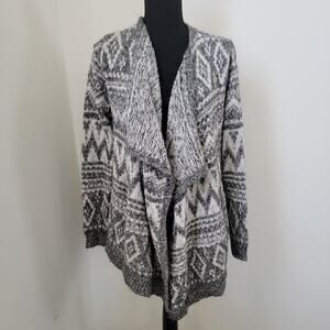 Abercrombie & Fitch Gray Sz XS Knit Open Front Cardigan Shawl Collar Fair Isle